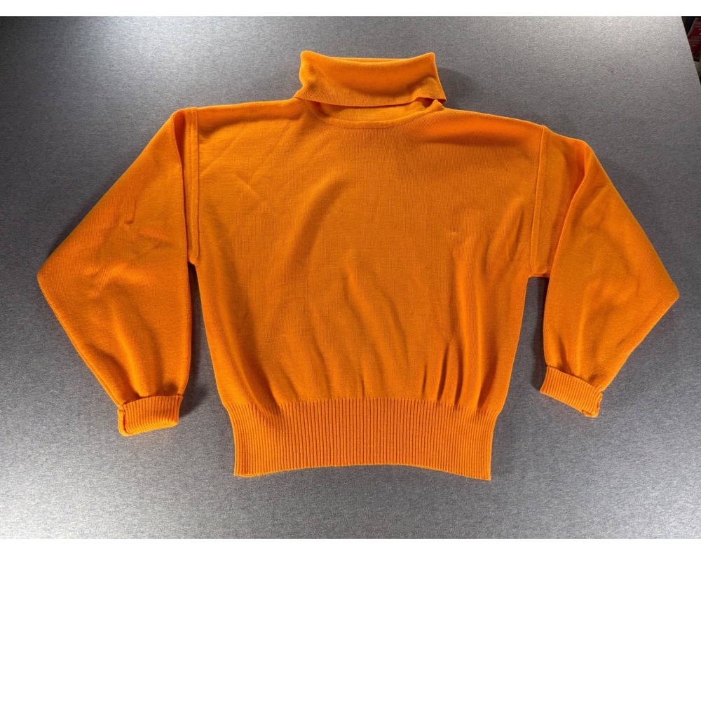 Obermeyer Vintage Ski-T Turtleneck Sweater Orange Wool Blend Womens Medium